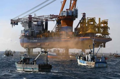 Het protest van de vissers rond werkschip Aeolus.